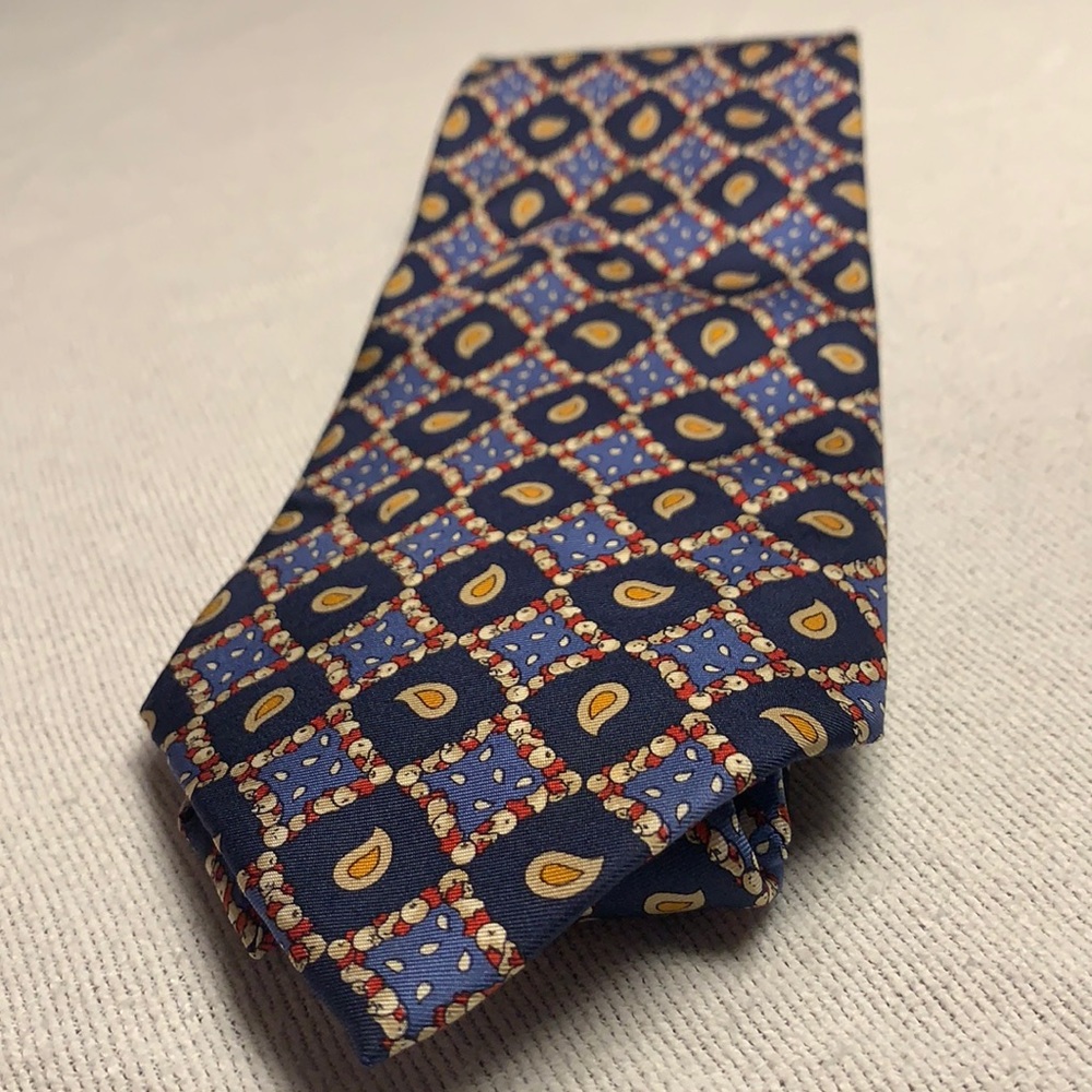 Fendi all silk, red, blue, and yellow vintage tie.